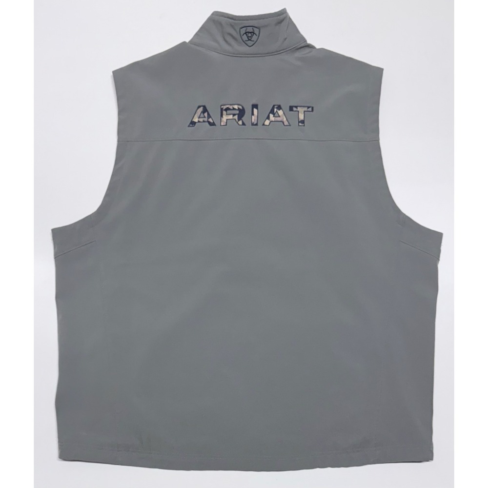 Ariat Mens Gray Softshell Vest XXL Full Zip Wind Water Resistant Performance - Picture 7 of 7